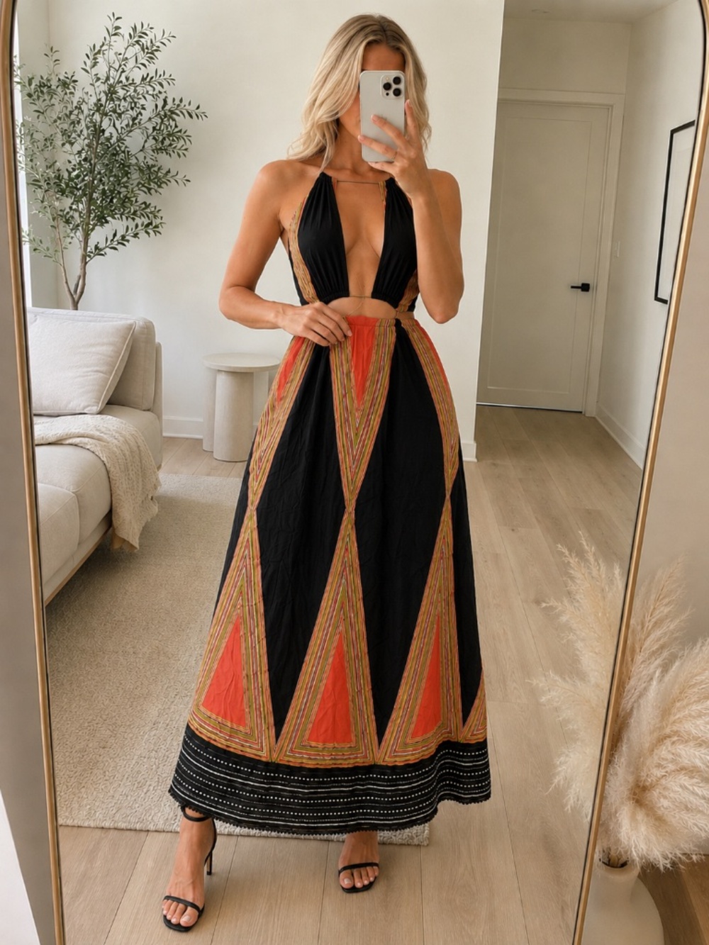 NWT Black Coral Cutout Maxi Dress Small